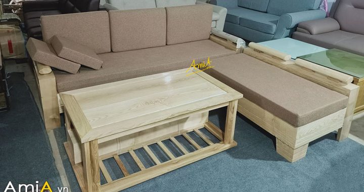 Mẫu sofa gỗ Sồi dạng góc giá rẻ