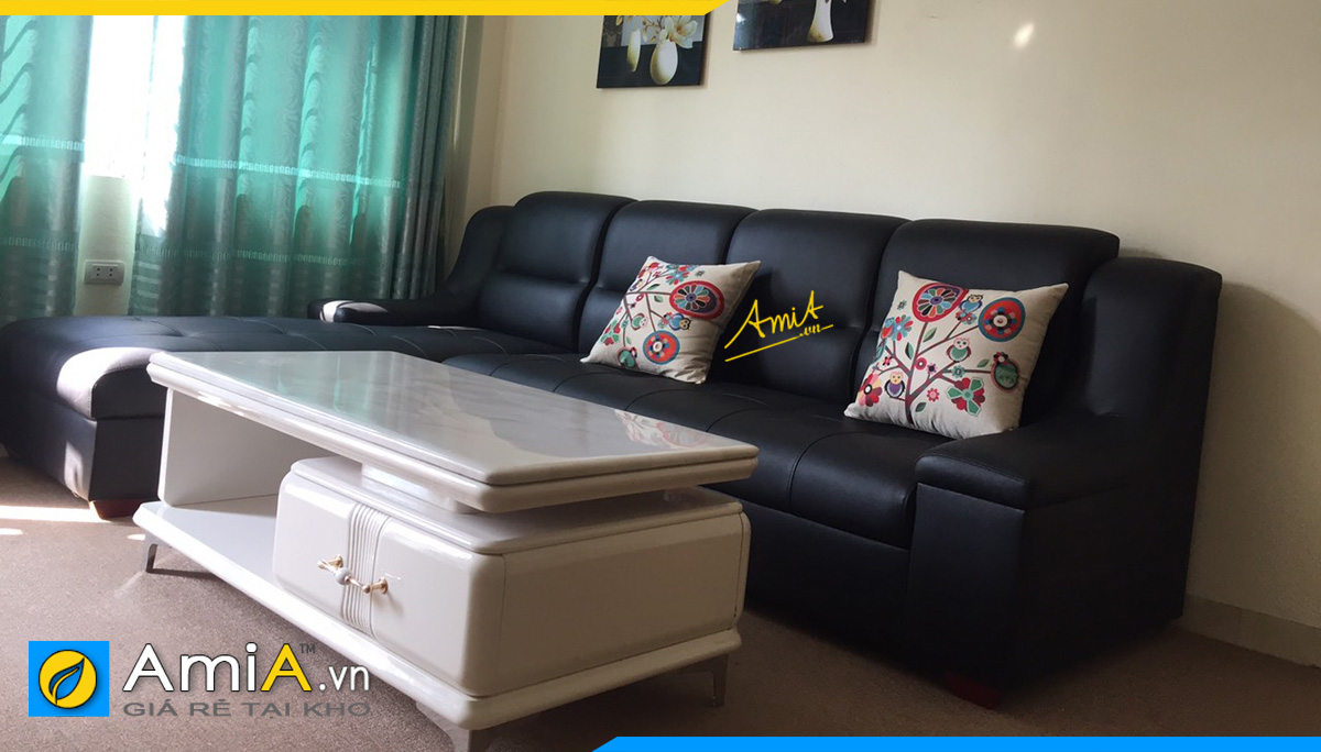 Hình ảnh thực tế bộ sofa góc đẹp giá rẻ tại nhà khách hàng của AmiA