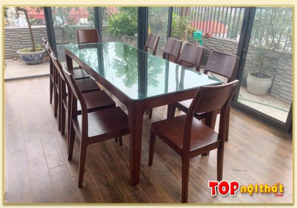 Hình ảnh Bộ bàn ăn 10 ghế gỗ sồi hiện đại màu óc chó BGATop-0041D