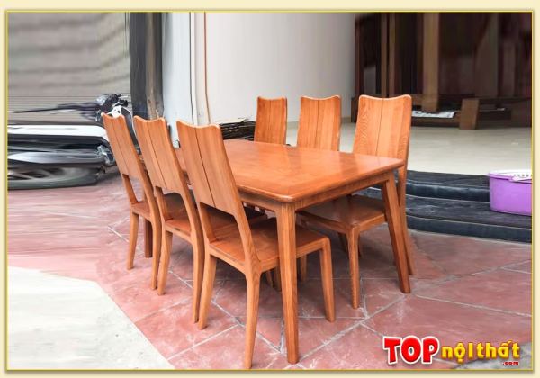 Hình ảnh Bộ bàn ăn đẹp gỗ sồi sơn PU tựa lưng cao BGATop-0055A