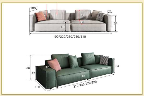 Hình ảnh Chi tiết kích thước ghế sofa văng nỉ 2 chỗ Softop-1825