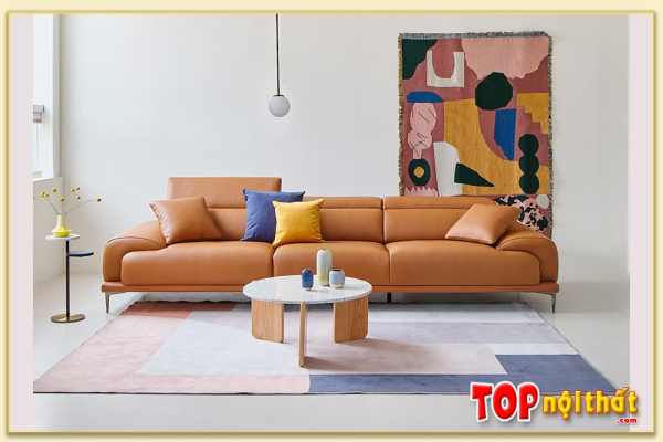 Hình ảnh Chụp chính diện mẫu ghế sofa văng da đẹp SofTop-0914