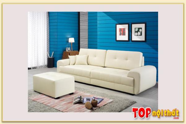 Hình ảnh Ghế sofa văng bọc da màu kem SofTop-0900