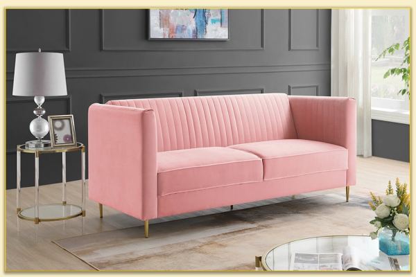 Hình ảnh Ghế sofa văng bọc vải nỉ màu hồng Softop-1302