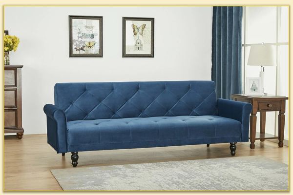 Hình ảnh Ghế sofa văng tân cổ điển màu xanh đẹp Softop-1288
