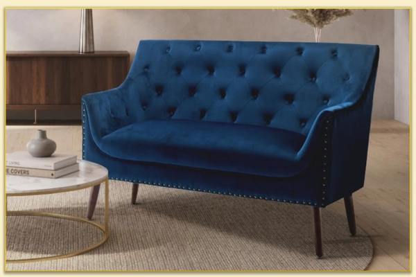 Hình ảnh Ghế sofa văng tân cổ điển màu xanh Softop-1215