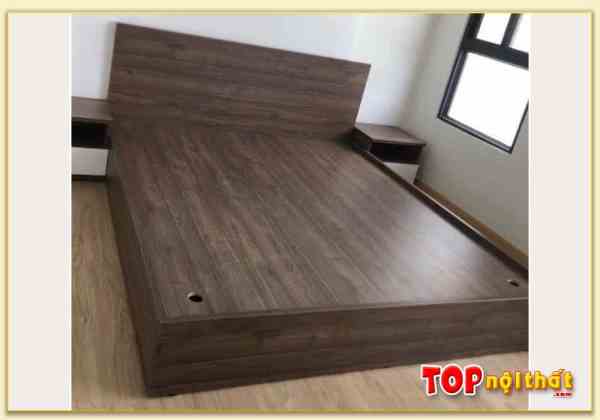 Hình ảnh Giường ngủ gỗ công nghiệp đơn giản màu óc chó GNTop-0075