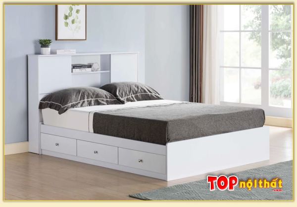 Hình ảnh Giường ngủ gỗ công nghiệp đơn giản màu trắng GNTop-0367