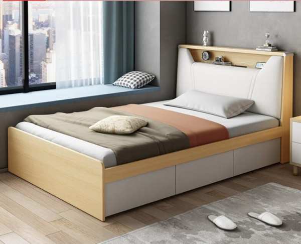Hình ảnh Giường ngủ gỗ đẹp Bắc Âu có hộc kéo GNTop-0269