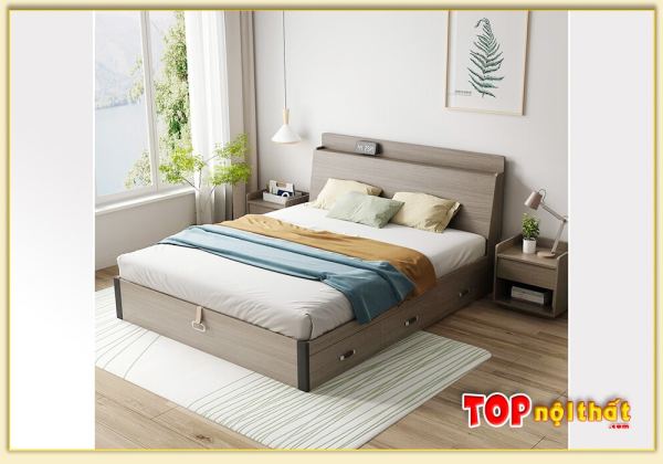 Hình ảnh Giường ngủ gỗ đẹp hiện đại có hộc kéo GNTop-0268