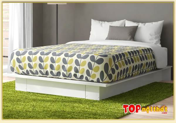 Hình ảnh Giường ngủ gỗ đơn giản màu trắng hiện đại GNTop-0378
