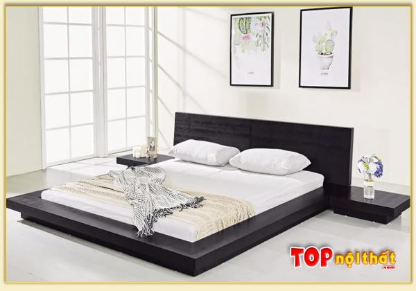 Hình ảnh Giường ngủ gỗ kiểu Nhật có kệ gỗ đầu giường GNTop-0386