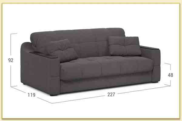 Hình ảnh Kích thước chi tiết sofa văng nhỏ Softop-1169