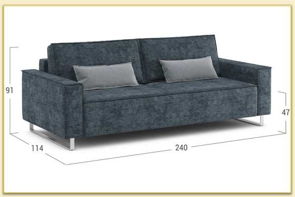 Hình ảnh Kích thước chi tiết sofa văng nỉ 2 chỗ Softop-1143