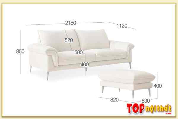 Hình ảnh Kích thước ghế sofa văng nỉ 2 chỗ đẹp SofTop-0987