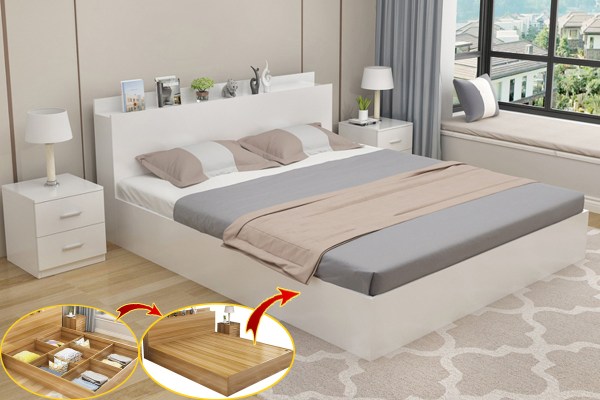 Mẫu giường ngủ gỗ công nghiệp màu trắng