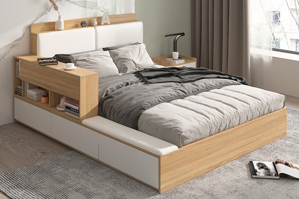 Mẫu giường gỗ công nghiệp MDF lõi xanh