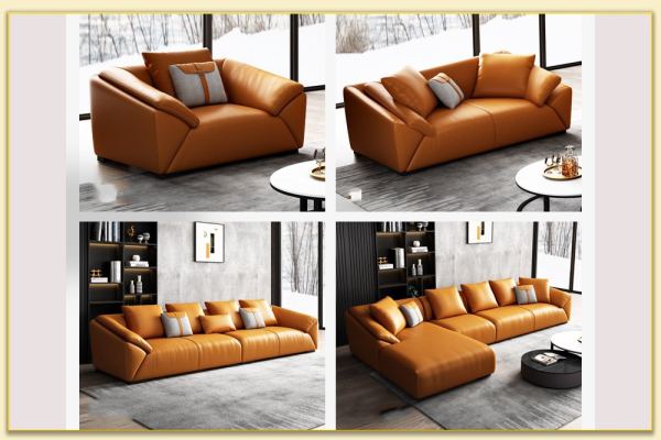 Hình ảnh Mẫu sofa văng da màu vàng có nhiều kích thước khác nhau Softop-1592