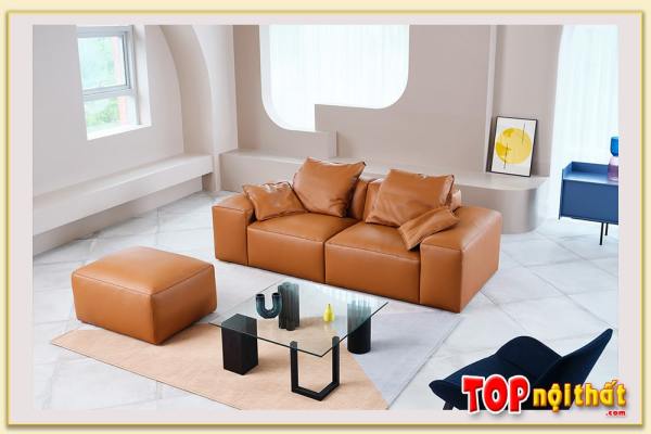 Hình ảnh Sofa văng da phối hợp trong không gian nội thất SofTop-0917