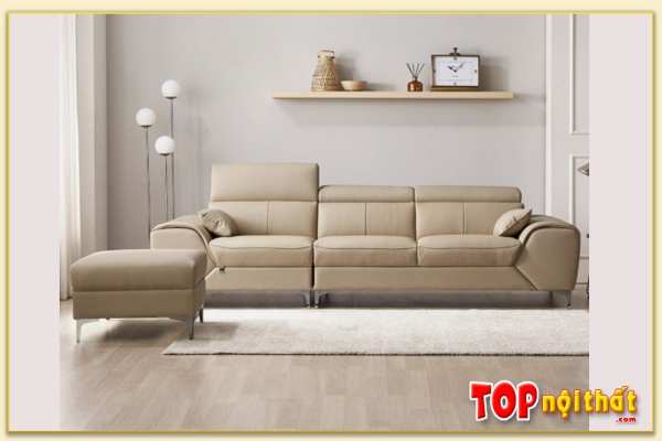 Hình ảnh Sofa văng đẹp bọc da màu kem hiện đại SofTop-0906