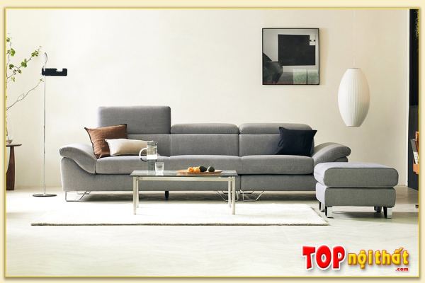Hình ảnh Sofa văng nỉ 3 chỗ phối hợp cùng đôn ghế Softop-1029