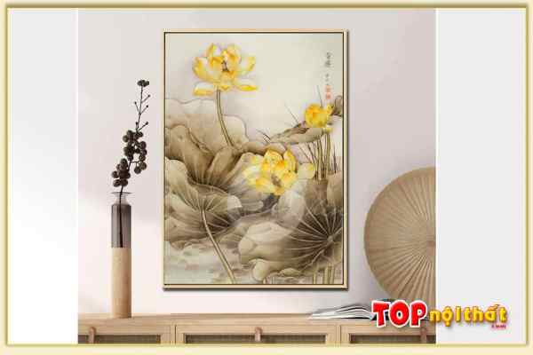 Tranh hoa sen vàng in canvas đơn giản đẹp TraTop-3064