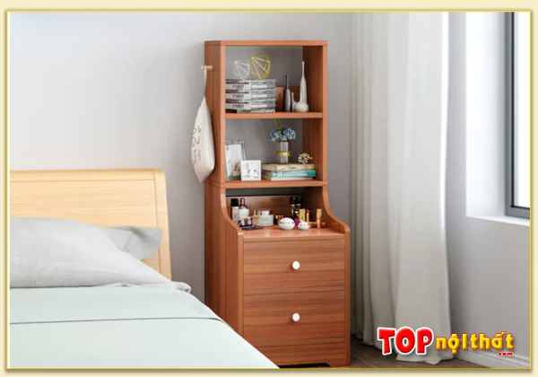 Hình ảnh Tủ gỗ đầu giường kết hợp kệ đựng đồ màu cánh gián TDGTop-0045