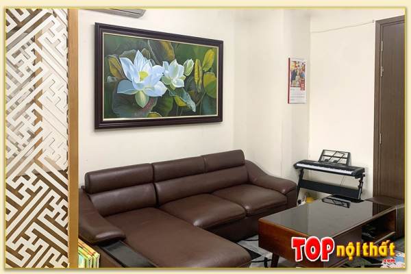 Hình ảnh Chọn tranh sơn dầu hoa sen treo phòng khách TraSdTop-0522