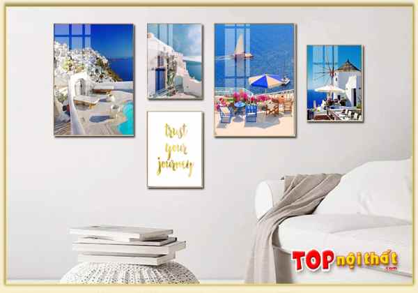 Bộ 5 bức tranh Canvas du lịch biển đẹp cho phòng ngủ TraTop-3539