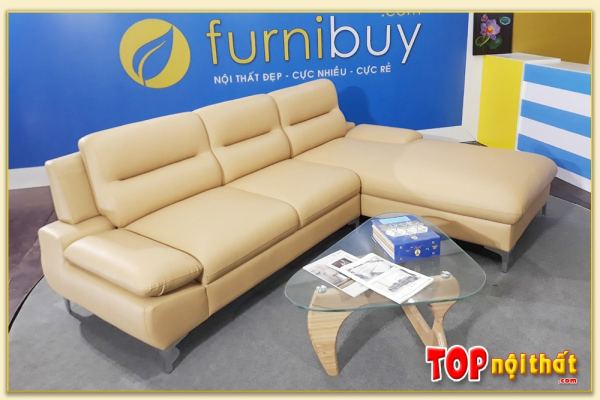 Hình ảnh Bộ ghế sofa da đẹp kiểu dáng hình chữ L sang trọng SofTop-0236