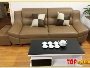 Hình ảnh Mẫu sofa văng da kích thước nhỏ thiết kế 2 chỗ ngồi SofTop-210701