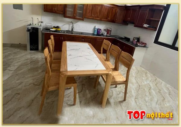 Hình ảnh Bộ bàn ăn đẹp 6 ghế gỗ sồi mặt đá BGATop-0001A