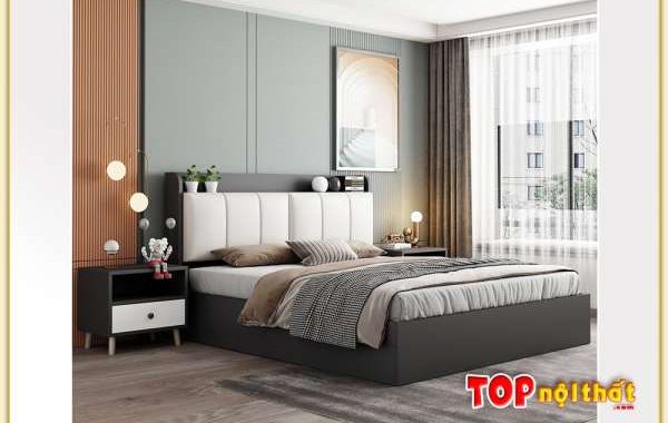 Hình ảnh Giường ngủ gỗ đẹp đầu bọc nệm hiện đại GNTop-0244