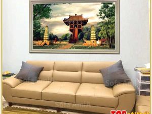 Hình ảnh Tranh Hà Nội xưa chùa một Cột treo phòng khách TraTop-3045