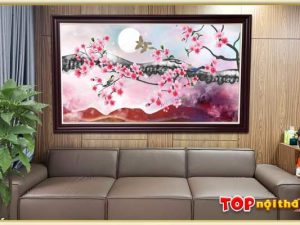 Hình ảnh Tranh hoa đào canvas khổ lớn treo tường đẹp TraTop-3053